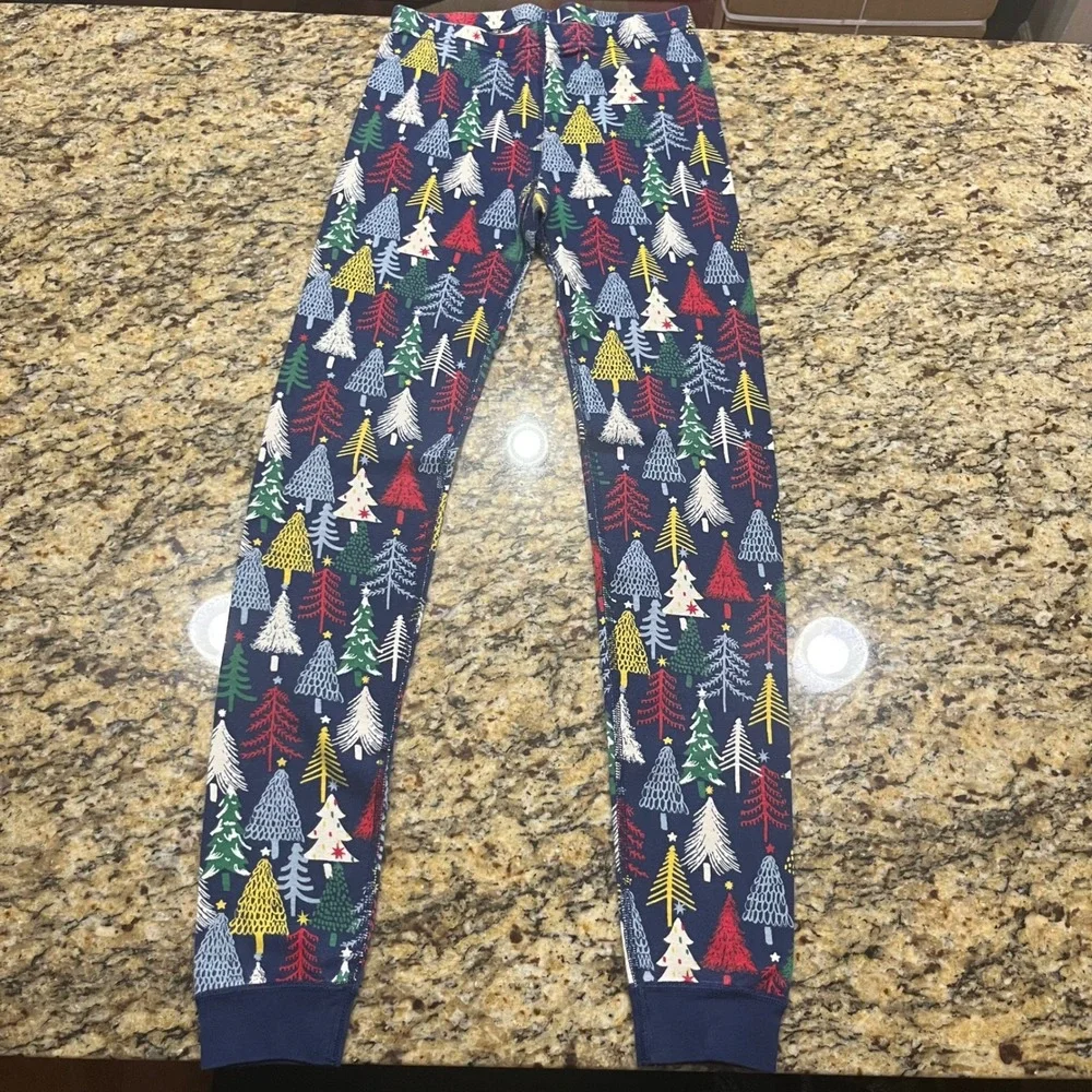 Hanna Andersson Boy Pajama Set 160 US 14 Christmas Trees Organic Cotton Navy